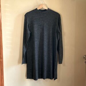 H&M Charcoal Gray Long Sleeve Mock Neck Wool Blend Sweater Dress Knee Length L